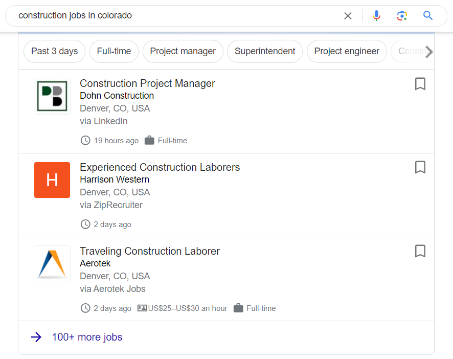 construction jobs search