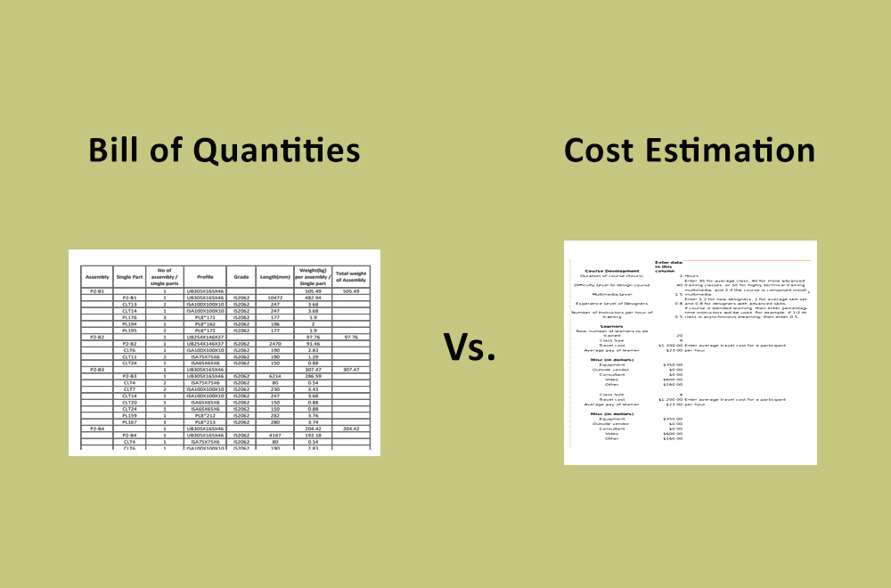 Bill of Quantities vs Cost Estimation
